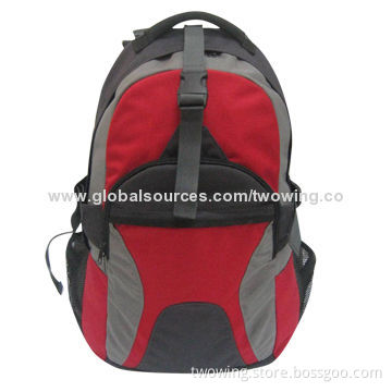 Hiking backpack with functional hip belt and breathable back system, 600D polyester fabric